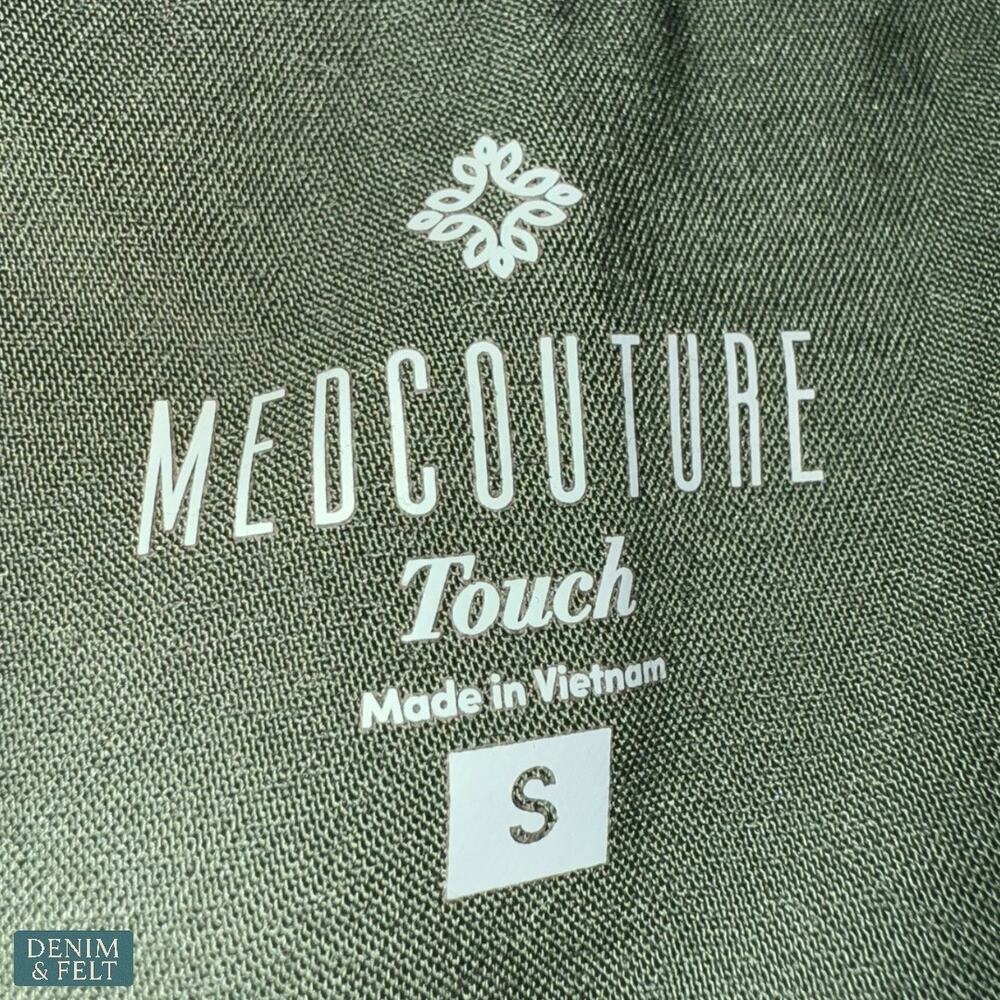 MedCouture Touch Olive Green Scrub Top Modern Workwear Soft Stretch Small - Picture 6 of 7